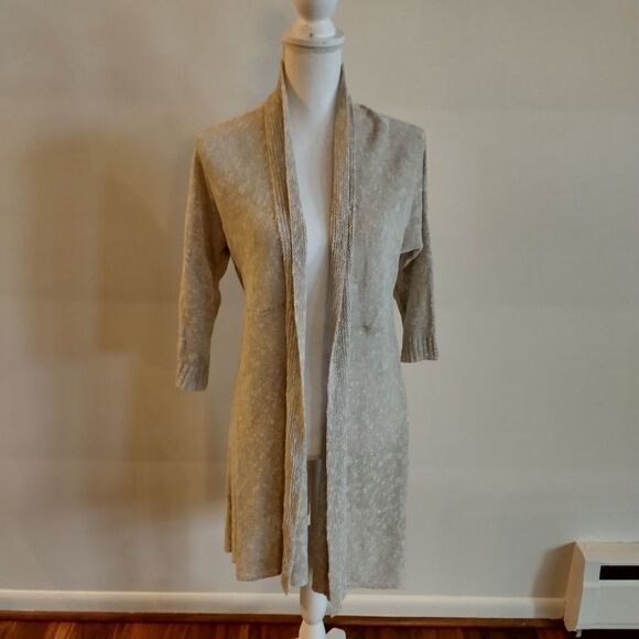 Eileen Fisher Linen Blend Cardigan duster Sweater Oatmeal medium - Picture 1 of 2